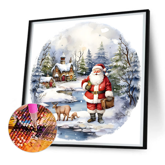 Santa In The Snow - Full Round Drill Diamond Painting 30*30CM
