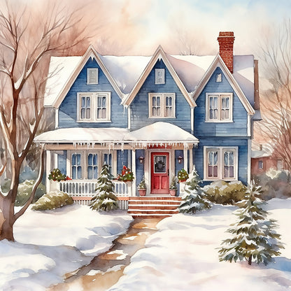 Winter Snow Street - Full Round Drill Diamond Painting 40*40CM