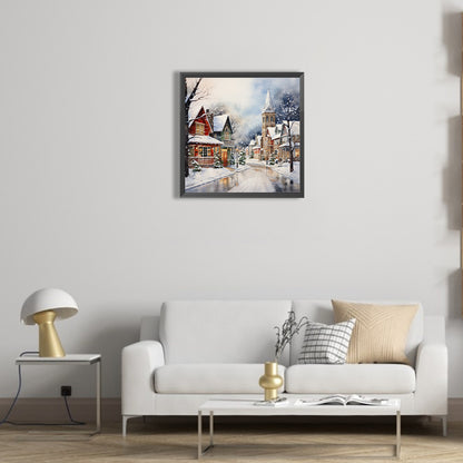 Winter Snow Street - Full Round Drill Diamond Painting 40*40CM