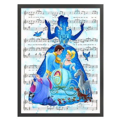 Silhouette-Princess Cinderella And The Prince Sheet Music - 11CT Stamped Cross Stitch 50*65CM