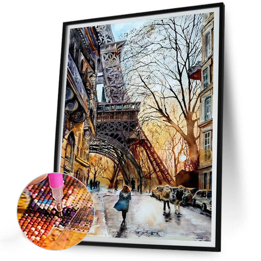 Street Painting In Paris - Full Round Drill Diamond Painting 30*40CM
