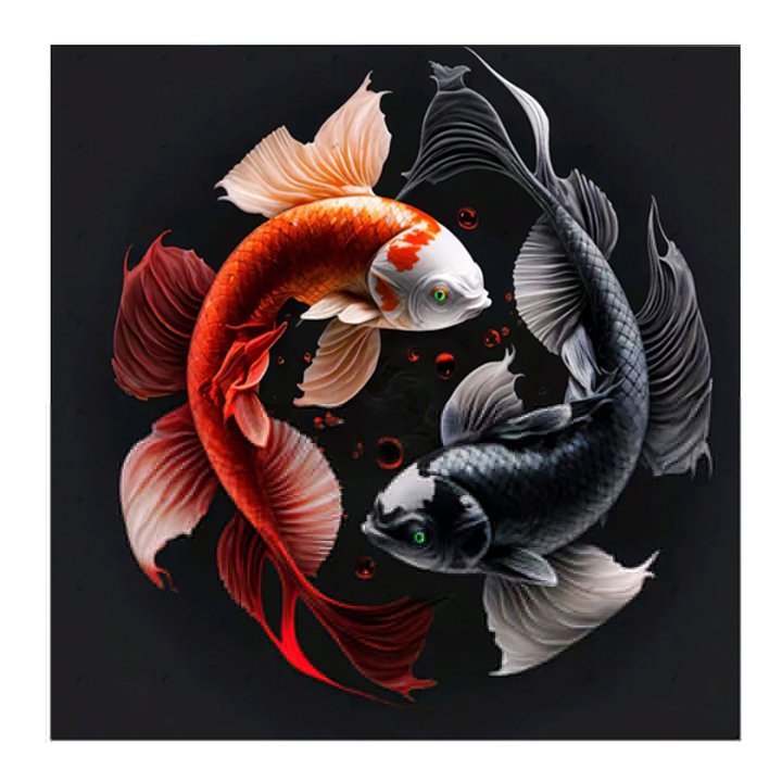 Pisces Yin And Yang Chart - Full Round Drill Diamond Painting 40*40CM