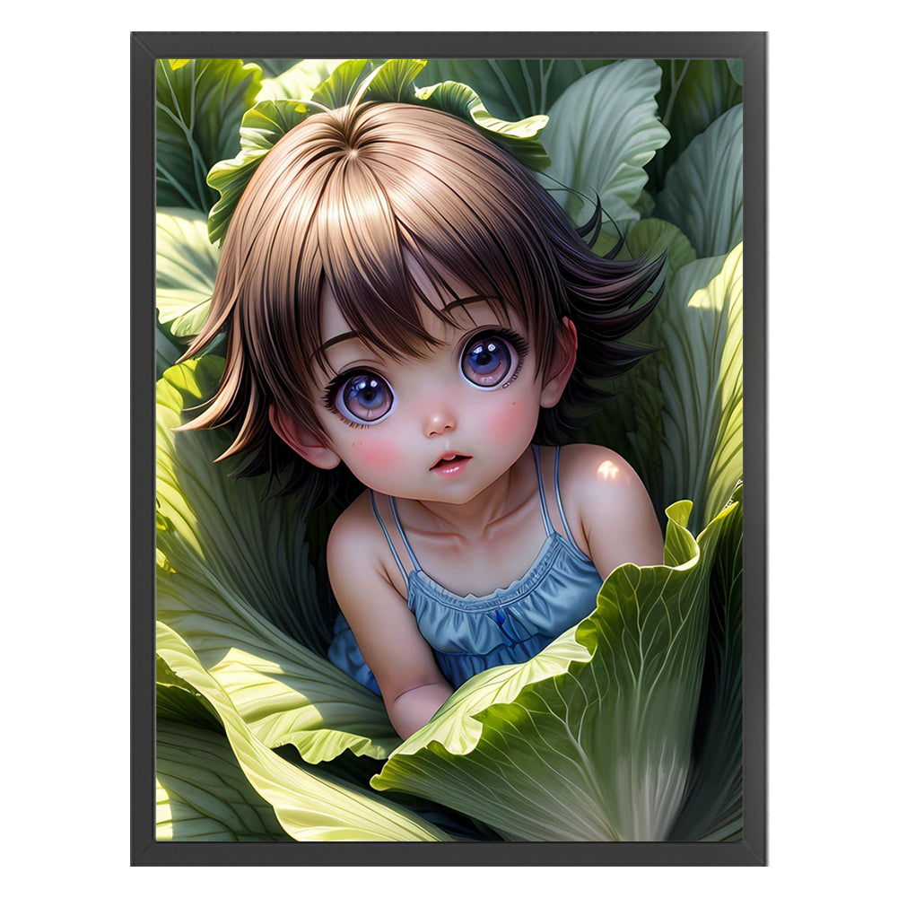 Little Girl In Cabbage - 11CT Stamped Cross Stitch 40*53CM