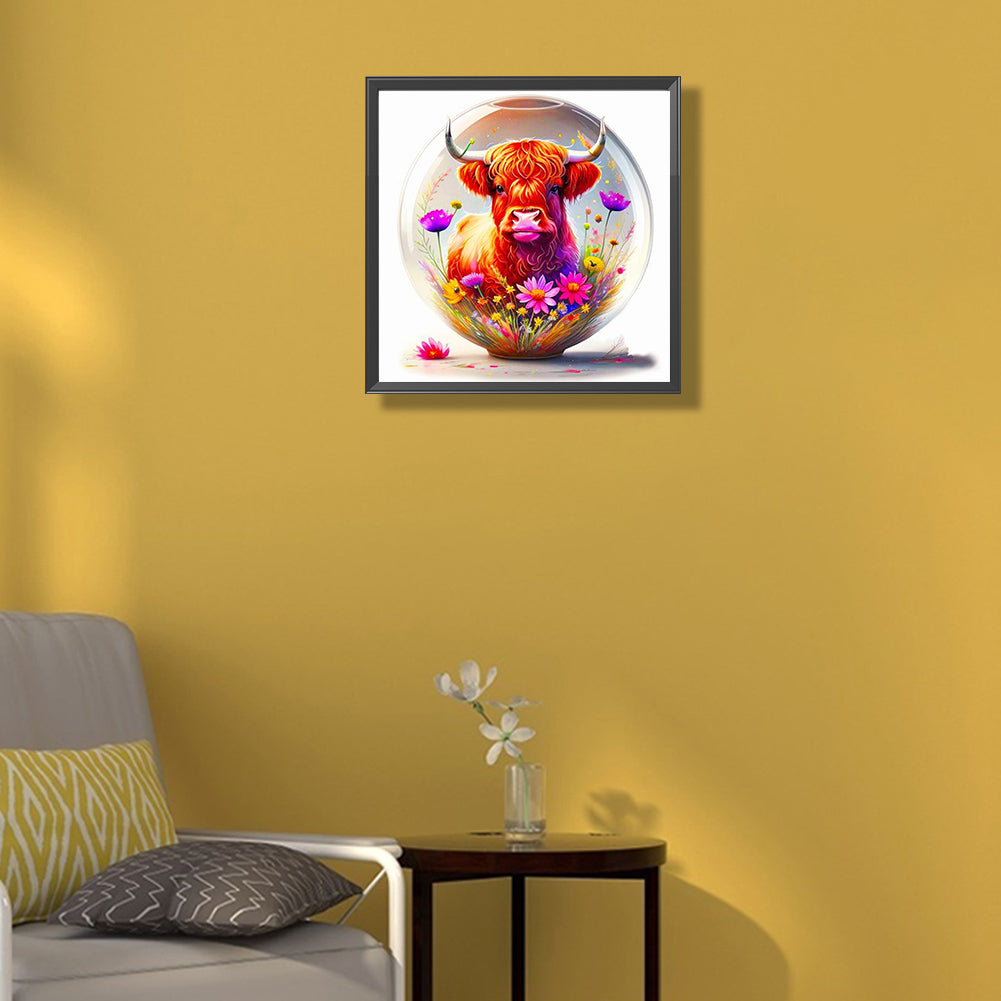 The Cow In The Flower Crystal - Full Round Drill Diamond Painting 40*40CM