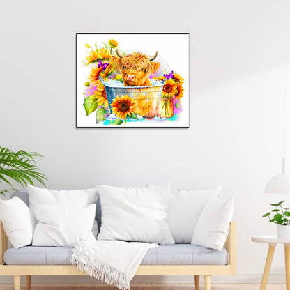 Cow And Sunflower - Full Round Drill Diamond Painting 60*50CM