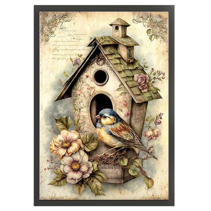 Retro Poster - Bird And Birdcage - 11CT Counted Cross Stitch 40*60CM