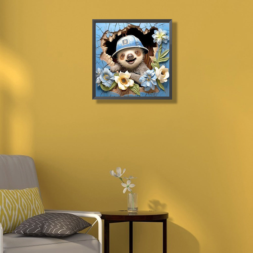 Sloth In Wall - Full Round Drill Diamond Painting 40*40CM