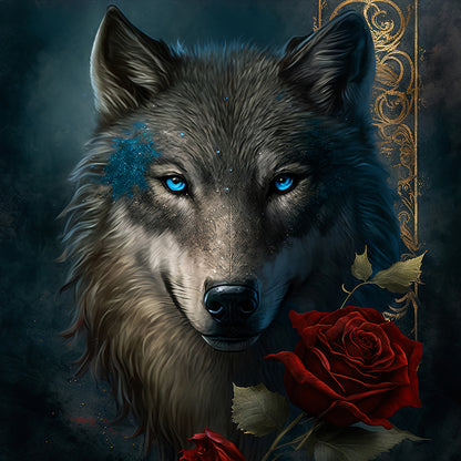 Dark Night Wolf - Full Round Drill Diamond Painting 40*40CM