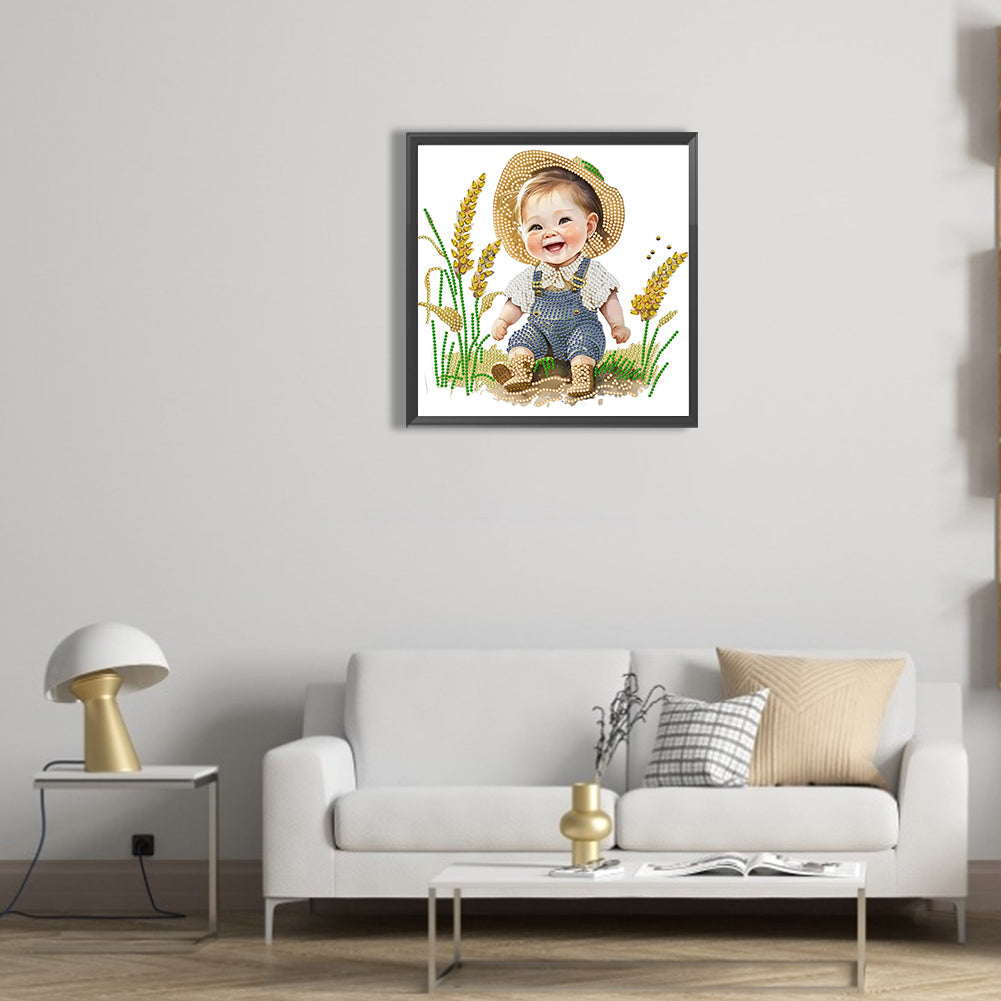 Farm Cowboy Kids - Special Shaped Drill Diamond Painting 30*30CM