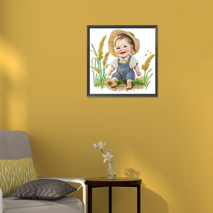 Farm Cowboy Kids - Special Shaped Drill Diamond Painting 30*30CM