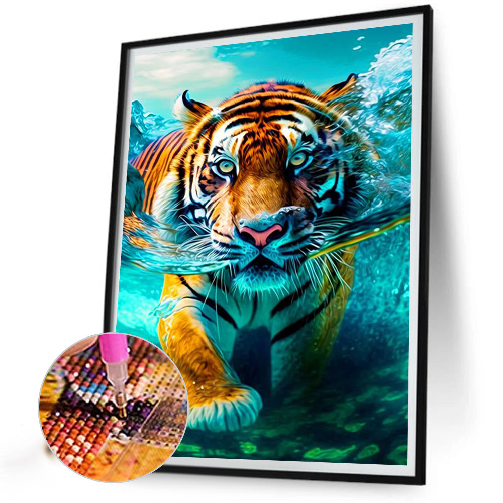 Swimming Tiger - Full AB Round Drill Diamond Painting 40*50CM
