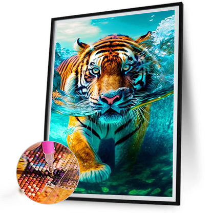 Swimming Tiger - Full AB Round Drill Diamond Painting 40*50CM