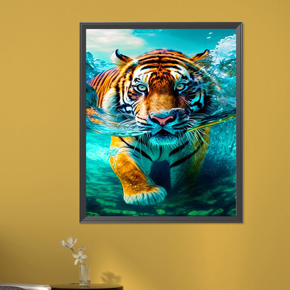 Swimming Tiger - Full AB Round Drill Diamond Painting 40*50CM