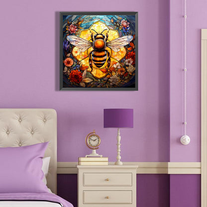 Flower Bee Glass Painting - Full Round Drill Diamond Painting 40*40CM
