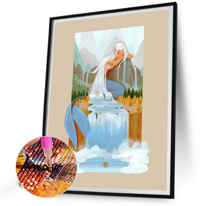 The Silver-Haired Mermaid Enters Dreamland - Full Round Drill Diamond Painting 40*50CM