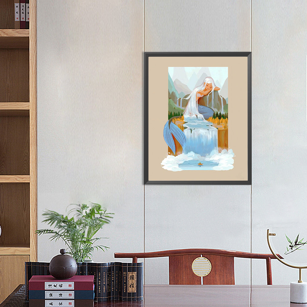 The Silver-Haired Mermaid Enters Dreamland - Full Round Drill Diamond Painting 40*50CM