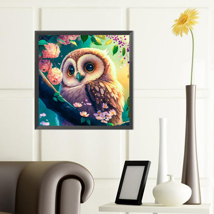 Big Eyed Owl - Full Round Drill Diamond Painting 40*40CM