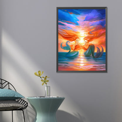 Twin Mermaids - Full Round Drill Diamond Painting 50*60CM