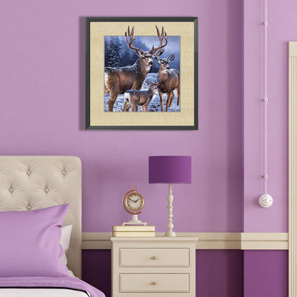 Picture Frame Elk - Full Round Drill Diamond Painting 40*40CM