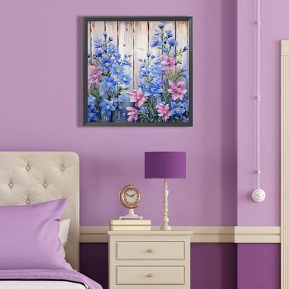 Flowers In Wooden Fence - Full Round Drill Diamond Painting 40*40CM