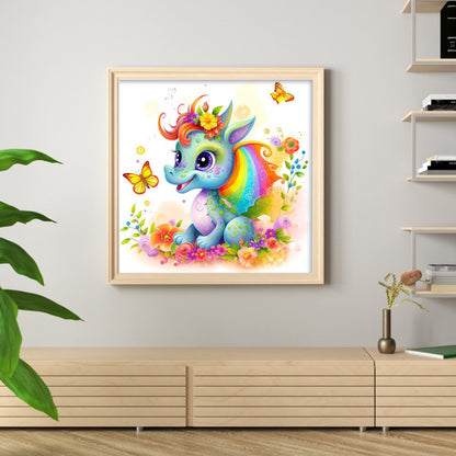Rainbow Little Flying Dragon - 11CT Stamped Cross Stitch 50*50CM