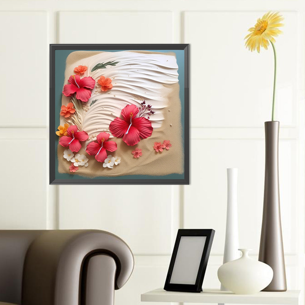 Clean Beach Flowers - Full Round Drill Diamond Painting 40*40CM