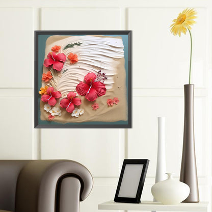 Clean Beach Flowers - Full Round Drill Diamond Painting 40*40CM