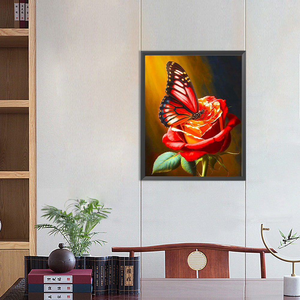 Butterflies And Roses - Full Round Drill Diamond Painting 40*50CM