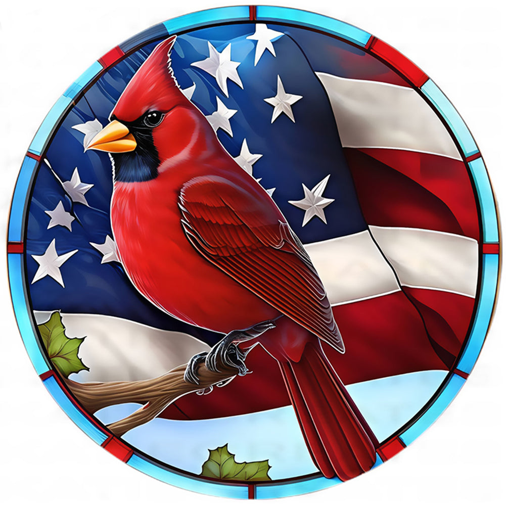 American Flag - Cardinal - 11CT Stamped Cross Stitch 40*40CM