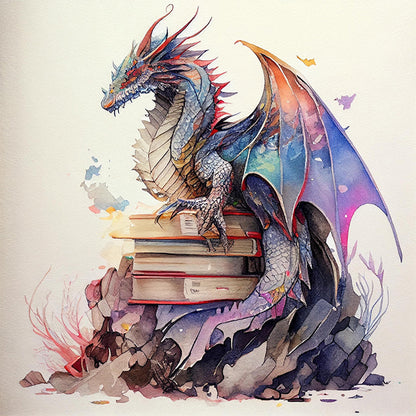 Flying Dragon In Book - 11CT Stamped Cross Stitch 60*60CM