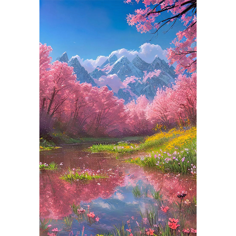 Landscape Flowers - Full Round Drill Diamond Painting 40*60CM