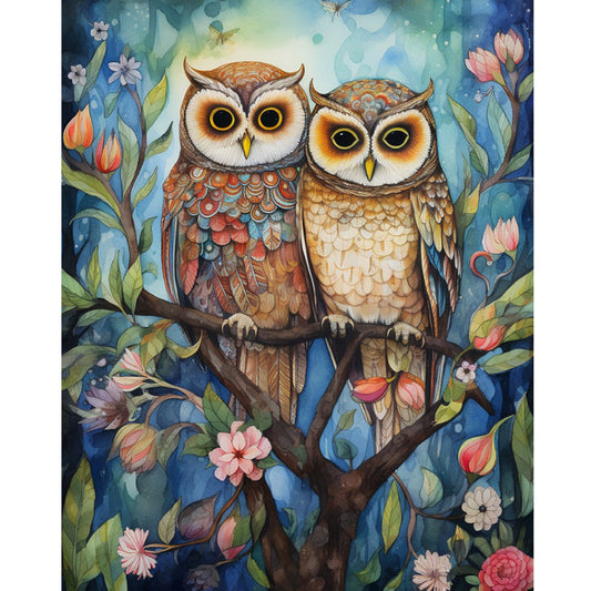 Forest Owl - Full Round Drill Diamond Painting 40*50CM