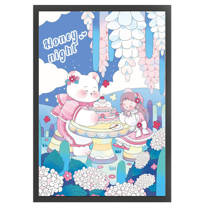 Cartoon Girl And Bear - 11CT Stamped Cross Stitch 50*70CM