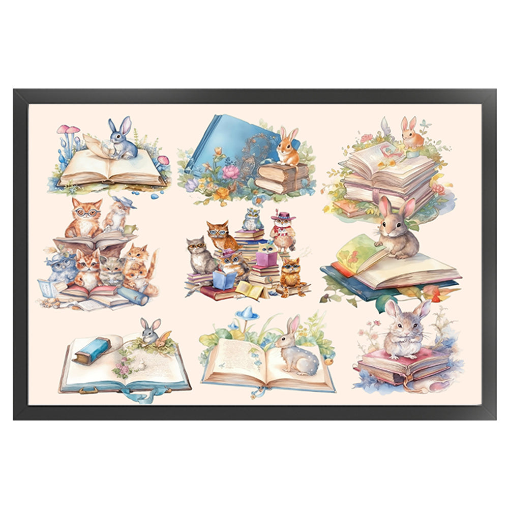 Animals And Books - 11CT Stamped Cross Stitch 90*67CM