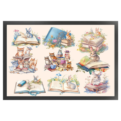 Animals And Books - 11CT Stamped Cross Stitch 90*67CM