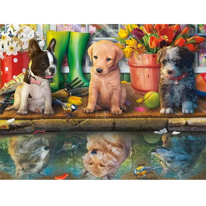 Puppy Party - Full Round Drill Diamond Painting 50*40CM