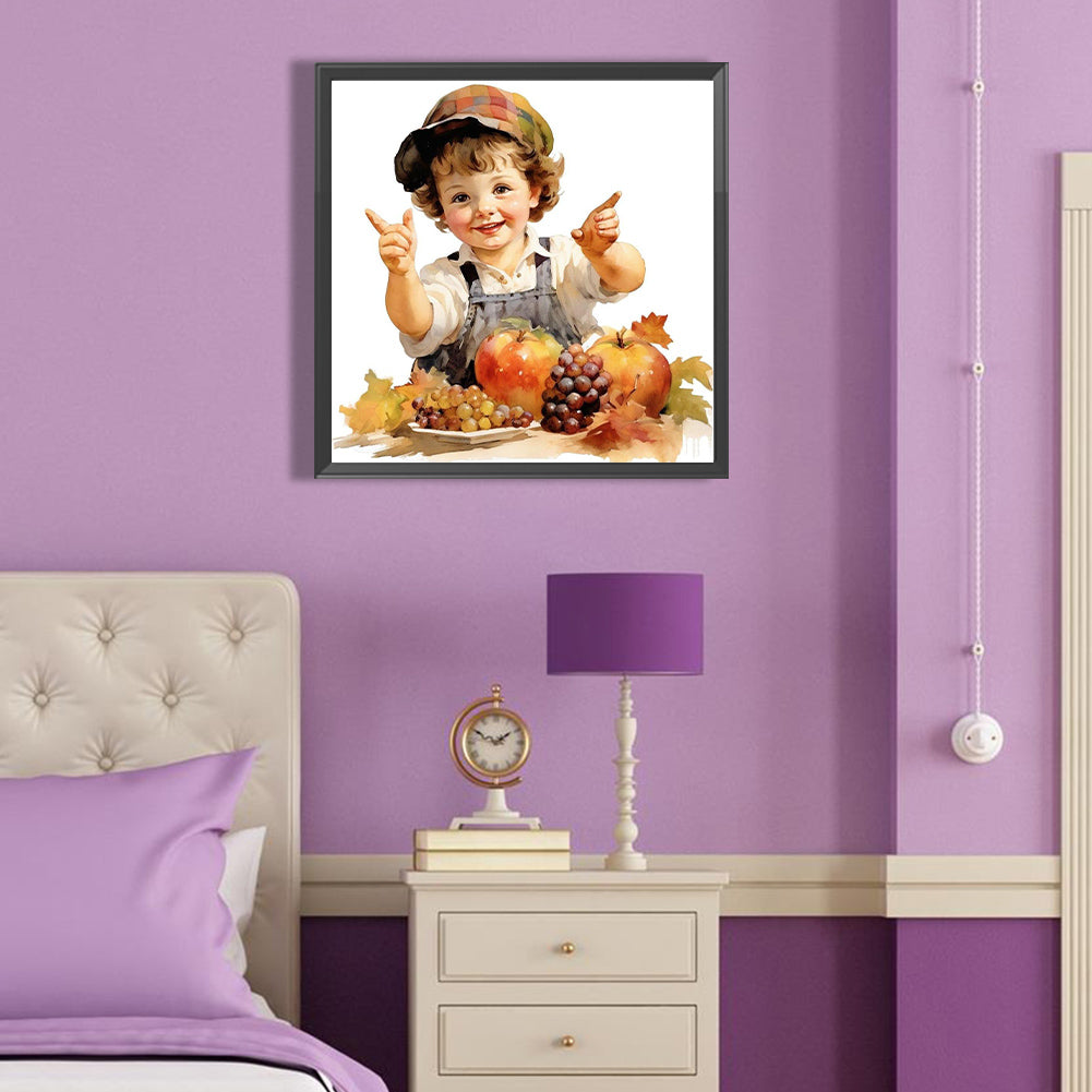 Harvest Farm Kids - Full Round Drill Diamond Painting 40*40CM