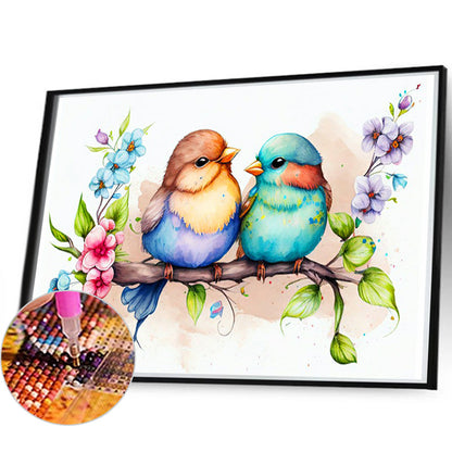 Parrot On Flower Branch - Full Round Drill Diamond Painting 60*40CM