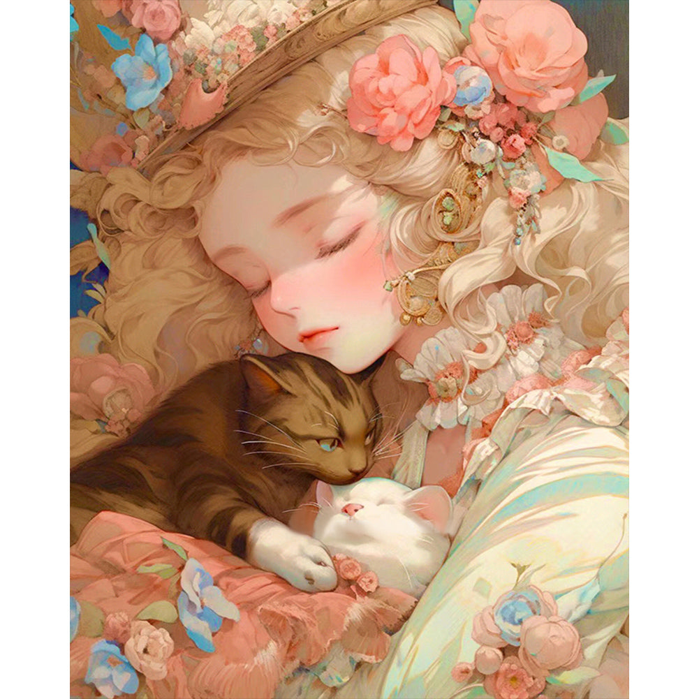 Retro Girl - Full Round AB Drill Diamond Painting 40*50CM
