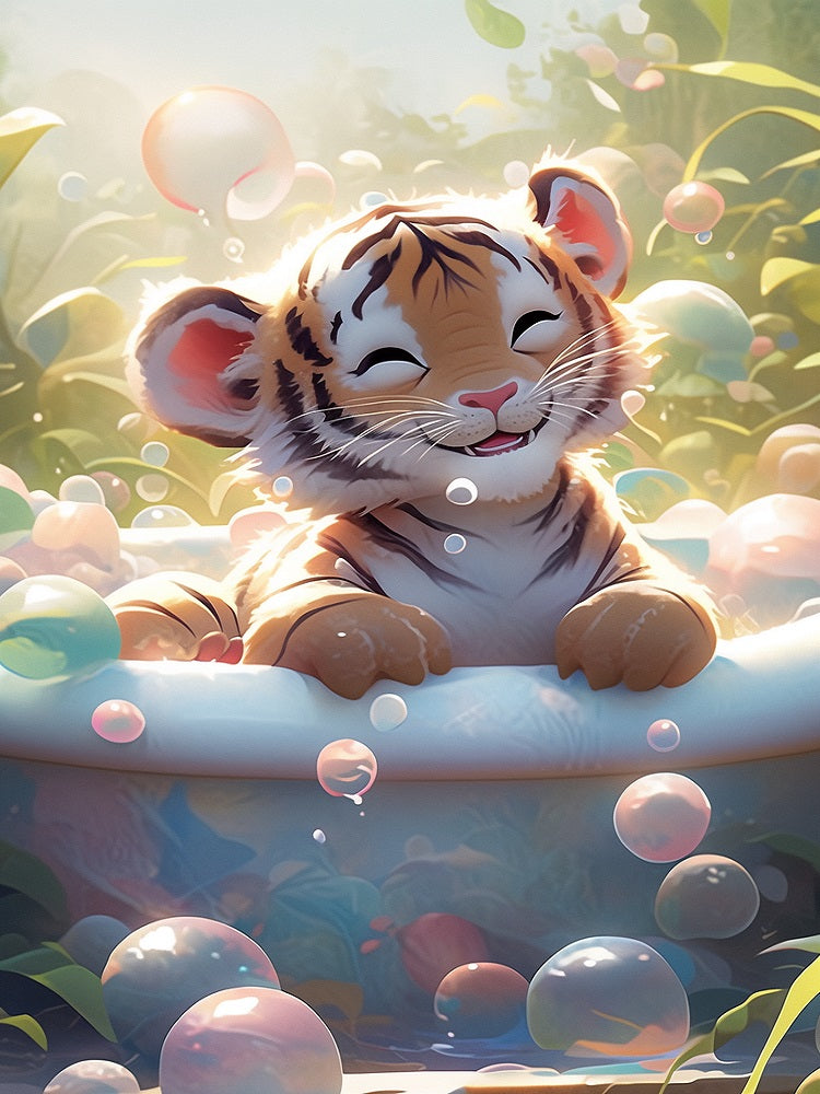 Happy Tiger - Full Square Drill Diamond Painting 40*60CM