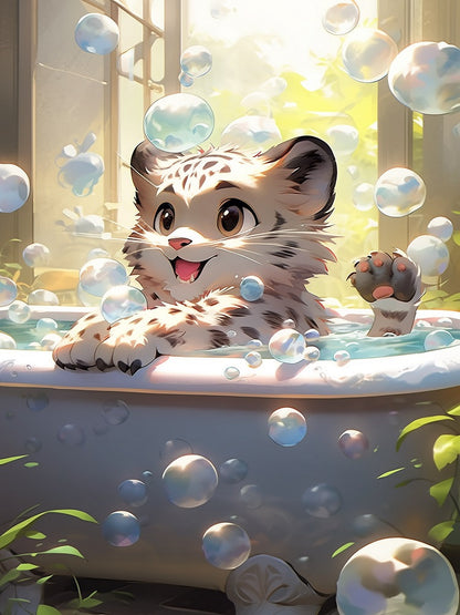 Bubbles And White Tiger - Full Square Drill Diamond Painting 40*60CM