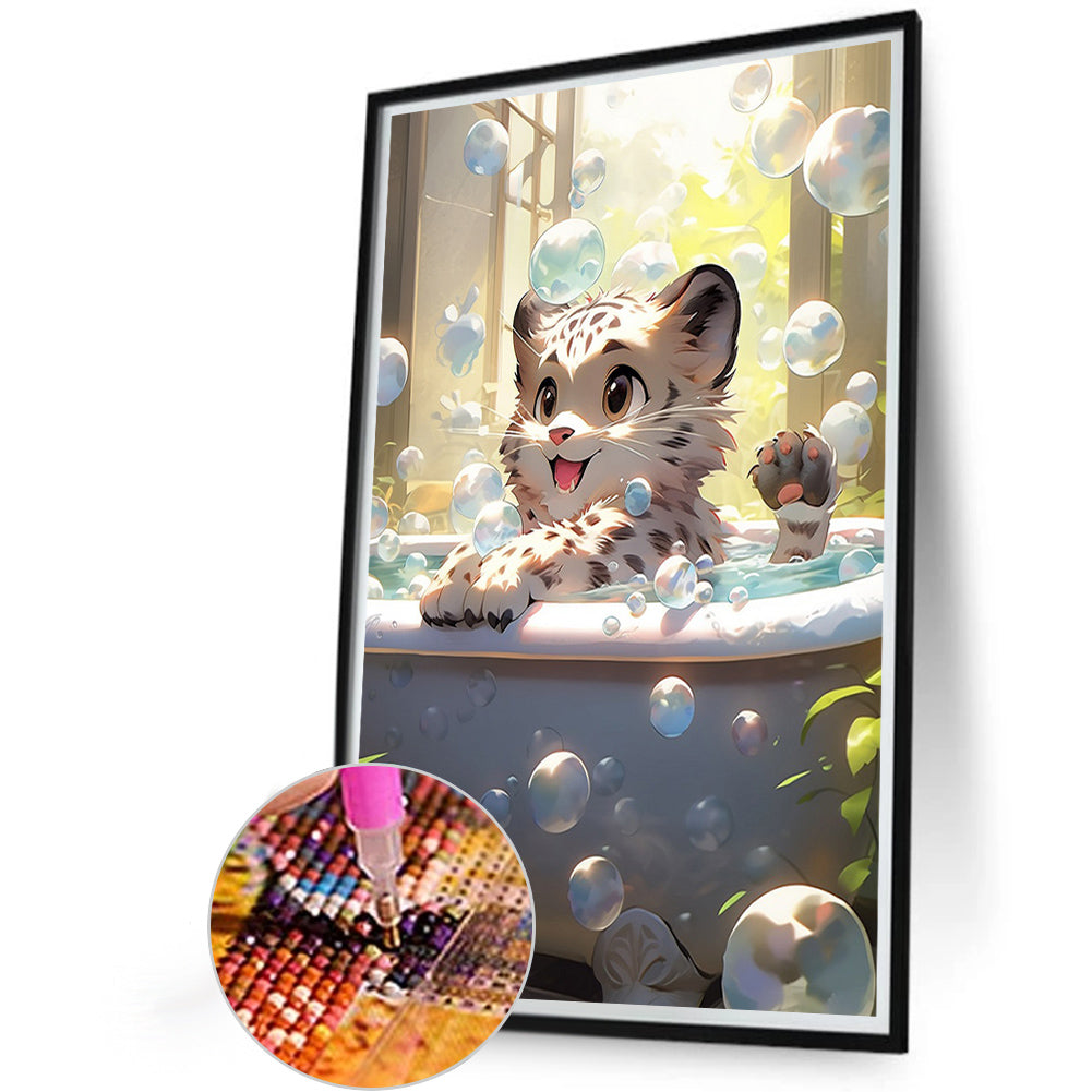 Bubbles And White Tiger - Full Square Drill Diamond Painting 40*60CM