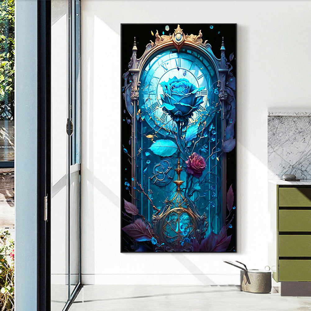 Blue Melancholy Roses - Full Round Drill Diamond Painting 40*70CM