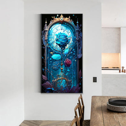Blue Melancholy Roses - Full Round Drill Diamond Painting 40*70CM