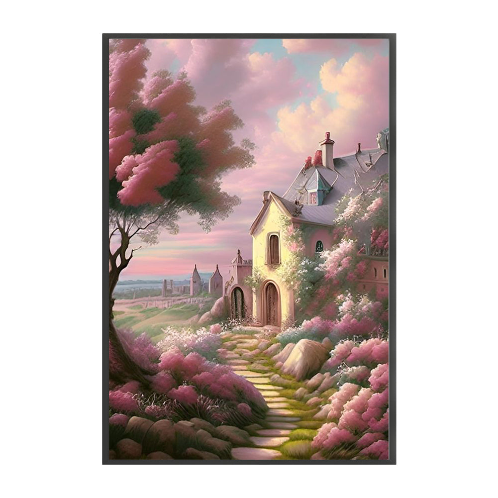 Pink Fantasy Castle - 11CT Stamped Cross Stitch 50*75CM