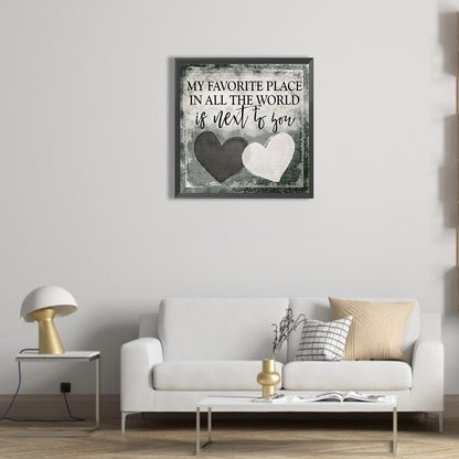 Black And White Love Heart - Full Round Drill Diamond Painting 50*50CM