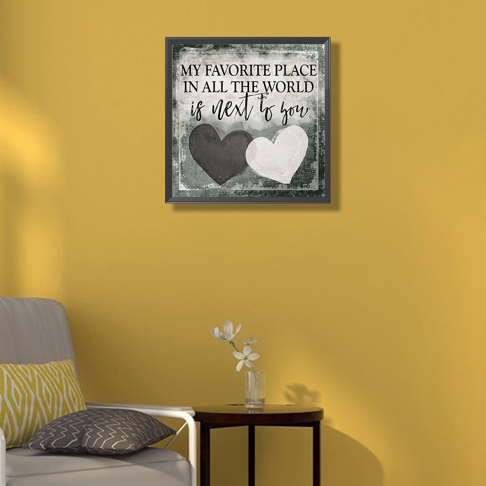 Black And White Love Heart - Full Round Drill Diamond Painting 50*50CM