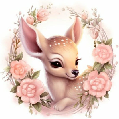 Flower Deer - Full Round Drill Diamond Painting 40*40CM