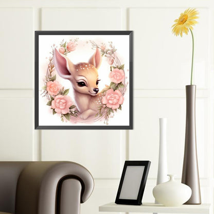 Flower Deer - Full Round Drill Diamond Painting 40*40CM