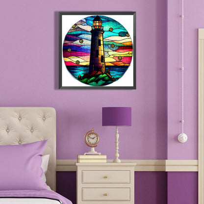 Colorful Nebula Lighthouse - Full Round Drill Diamond Painting 40*40CM